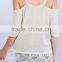 women clothing summer 2017 LIGHT WEIGHT KNIT LACE HEM DETAIL OFF SHOULDER TOP knitwear Women