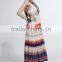 Women's V Neck Sleeveless Elastic Waist Striped Maxi Dress