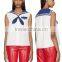 2016 Fashion Sleeveless White and Navy Sailor Blouse HST8010