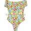 ladies fashion big ruffle without strap one-piece swimwear