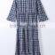 Point Collar Elegant Women Maxi Grid Dress 2017