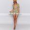 Wrap over short sleeved sexy women dresses ladies tie cuff floral casual dress