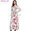 Women Cold Shoulder Floral Print Maxi Dress Fashion Half Sleeve Front Slit Casual Prom Party Club Boho Dresses