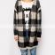 New arrival checked woolen sweater designs for ladies open chest sweater