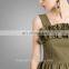 Army Green High Quality Sleeveless Dress Beautiful Pleated Design Dress for Girls