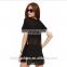 oem women ladies short sleeve blank t shirt with pocket with transparent chiffon fabric