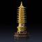 This Wen Chang Pagoda for Fengshui Was Molded Using Lost-Wax Method and 24k Gold Leaf Finish