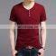 New arrival mock v neck buttons collar wholesale t shirts full hand designer ruched t shirt for big man