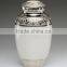 Beautiful Domtop Pearl White Paw Pet Cremation Urn With Brass