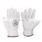 Handlandy adjustable white heavy duty cowhide cut resistance driving outdoor construction working safety gloves