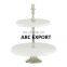 New Arrival Trendy Silver Beaded 2 Tier Cake Stand Wholesale Metal Silver Cake Stands