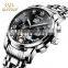 KINYUED J014 Men Fashion Luminous Stainless Steel Mechanical Watches For Men Date Watch