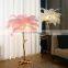 Modern Decor Floor Lamp With Feathers Brass Gold Tree Branch Standing Light Resin Ostrich Reading Corner Lights