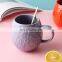 Wholesale 3D Ceramic Mug 20 Oz Ceramic Relief Butterfly Cup Straight Egg Tazas De Loza Flower Cup Ceramic Mugs For Wedding Gifts