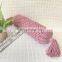 Hot Selling Rose pink hand knotted macrame bolster pillow Tassel Decor Vietnam Supplier