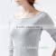 2014 Pure color long sleeve boat neck women body shape t shirt from China clothing company