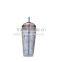 Double wall plastic straw mug with advertising paper