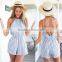 Sexy Backless Women beach stripe jumpsuit playsuit dress woman apparel hot designer one piece party dress clothing