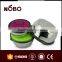 3PCS stainless steel round food container set with colorful plastic lid