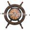 Rosewood ship wheel Brass Nautical Marine Wall Decor clock 2041
