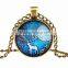MiLu Deer Photo Glass Dome Cabochon Bronze Tone Pendant Necklace Christmas Gifts
