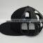 2014 cool black 5panel front cotton back leather blank baseball cap