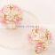 New style Sweet wholesale Fashion earring pink crystal resin flower ball stud earring