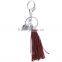 Korea velvet leather tassels keychain with pendant logo