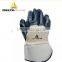 Deltaplus 6cm canvas safety cuff oilproof nitrile cotton jersey lining safety gloves
