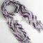 Wave Printed Cotton Scarf with fringe