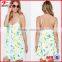 2016 Women Summer Clothing V Neck Sexy Spaghetti Straps Floral Print Dress