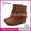 Free Shipping Women Short Boots Winter Warm Low Heels Boots 2 Colors Ankle Tassel Boots