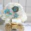 Handmade Graceful Wedding Artificial Bouquets With Blue Rhinestone Brooches