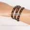 4mm natural multi color agate leather bracelet with gemstone, handmade bracelet, promotional bracelet
