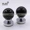 Polished Chrome Finish Black Enamel Door Set Glass Door Knobs