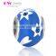 D169 jewelry S925 silver blue enamel charm,white star with crystal beads bracelet