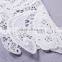 High collar long sleeve Knee length white lace dress