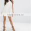 Women Summer Bohemian Casual Wear, Swing Style Ivory Top Woven Lace Cotton Mini Dress