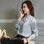 2017 Latest Plain Chiffon Formal Shirt Long Sleeve Design Blouse for Women