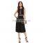Woman/ladies black color wide leg fashion cut-out midi length sleeveless romper jumpsuit