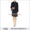 Customized Lady Apparel Navy Hue Rounded Collar Playful Fringed Trim Wool Crepe Coat(DQM005C)