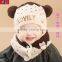 High Quality Fashion Korean Golden Crown Applique Knitted Kids Baby Hat Scarf Set