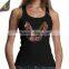 Latest Fashion AKA Afro Girl Rhinestone Transfer Motif On Cotton Black Fabric Tank Top Clothes