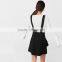 2018 Spring pinafore dress with ruffle black suspender skirt for women