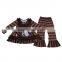 New arrival kids girls long sleeve 2pcs fall boutique outfit baby children wholesale dress pants clothing set autumn brown set