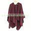 Big Scarf Knitted Shawl Echarpe Luxury Winter Scarves and raccoon fur trim Ponchos Wool Cashmere Cape