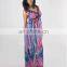 New Women Front Flower Printed Sleeveless Maxi Long Dress