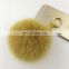 Real Fox Fur Pom Pom Ball Keychain Handbag Tote Bag Gold Key Ring Pendant Charm