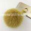 Real Fox Fur Pom Pom Ball Keychain Handbag Tote Bag Gold Key Ring Pendant Charm