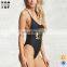 Custom factory women swimsuit 2017 print black one piece swimsuit
